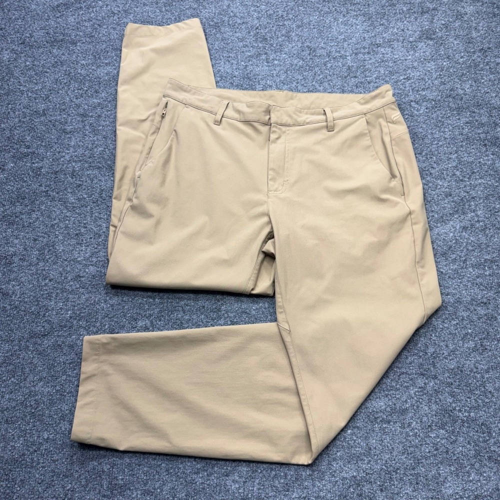 Fabletics Mens Only Pant Khaki Tan Performance Tapered Chino 34x32 P12459436